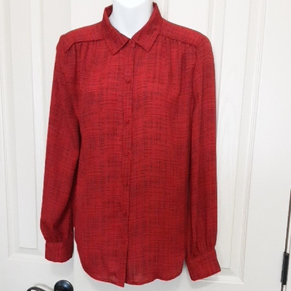 Red Long Sleeve Blouse - Picture 3 of 6